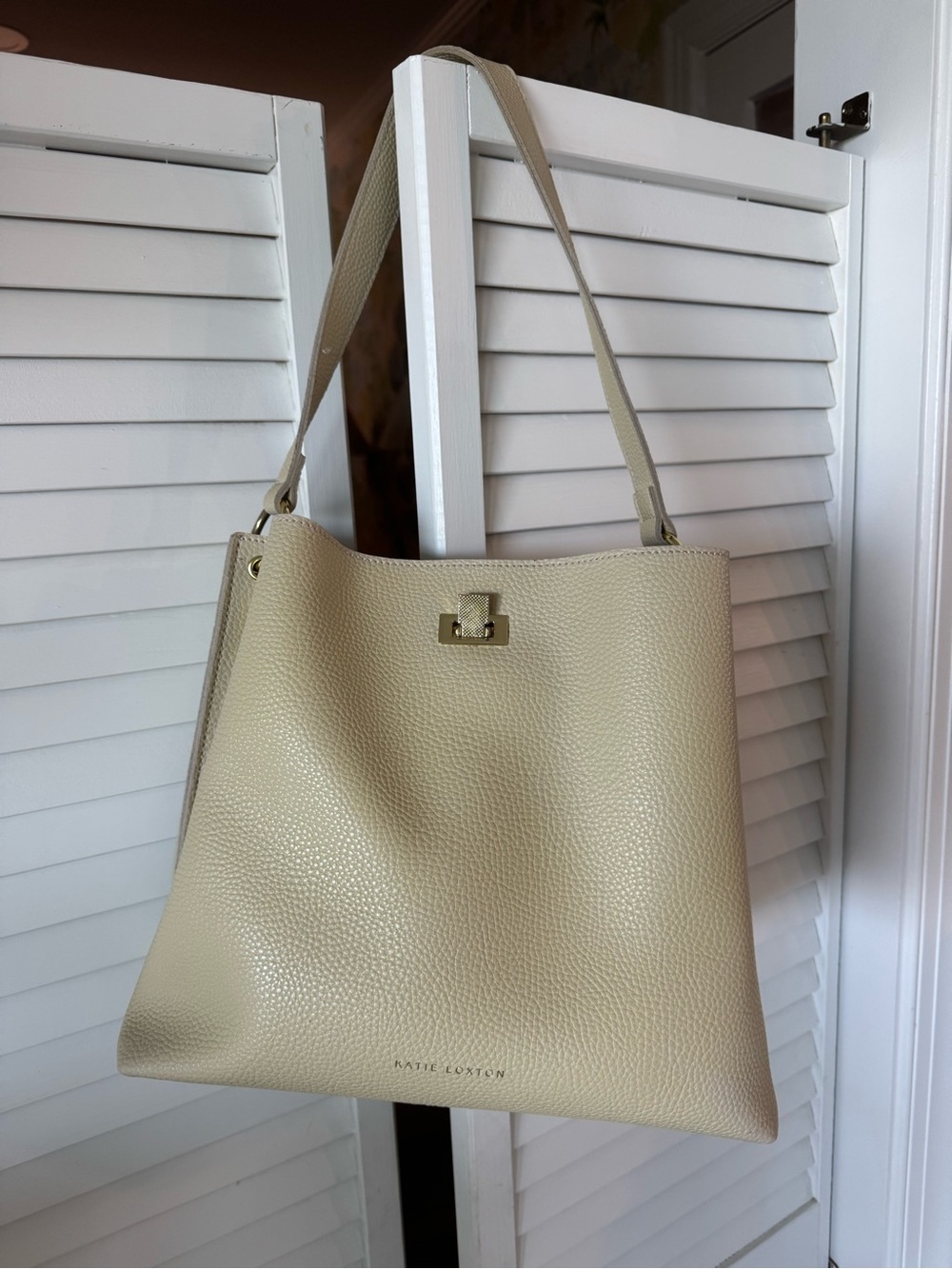 Katie Loxton Pebbled Cream Leather Shoulder Bag